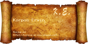 Korpos Ervin névjegykártya