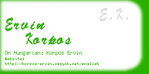 ervin korpos business card